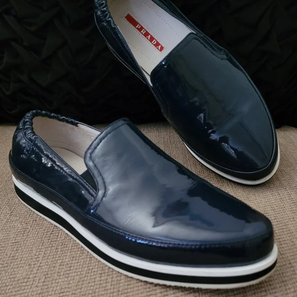 Prada | Shoes | Prada Womens Blue Patent Leather Slip On  display picture 1